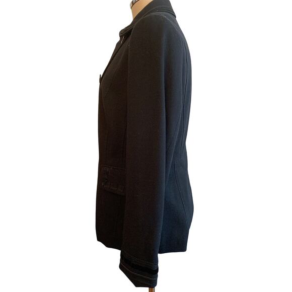Size 44 (12) Feraud Black Womens Blazer Jacket Braided Trim Vintage Wool Blend - Picture 7 of 12